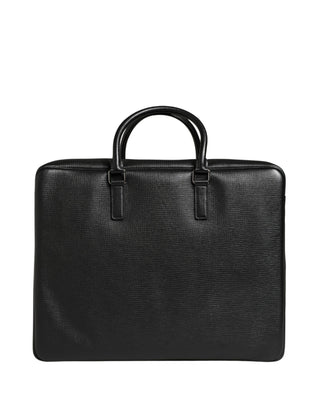 Bolsa de fin de semana de cuero negro con aplique de coche para hombre