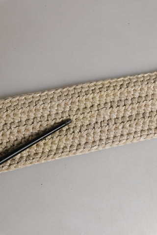 Beige Woven Vintage Metal Buckle Waist Belt