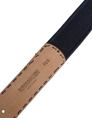 Dark Blue Canvas Silver Metal Buckle Belt