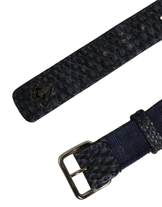 Dark Blue Canvas Silver Metal Buckle Belt