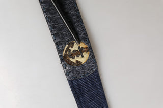 Dark Blue Canvas Silver Metal Buckle Belt