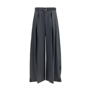 Gray Polyester Casual Pants