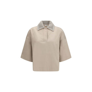 Beiges Baumwoll-Poloshirt