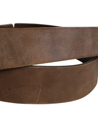 Brown Leather Wide Gold Metal Buckle Belt