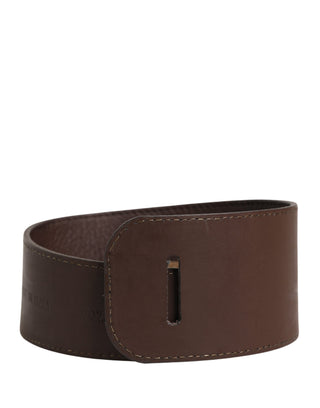Brauner Gürtel aus echtem Leder mit Logo für Damen, breit