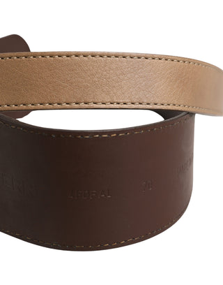 Brauner Gürtel aus echtem Leder mit Logo für Damen, breit