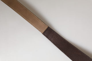 Brauner Gürtel aus echtem Leder mit Logo für Damen, breit