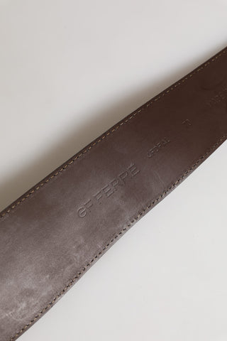 Brauner Gürtel aus echtem Leder mit Logo für Damen, breit