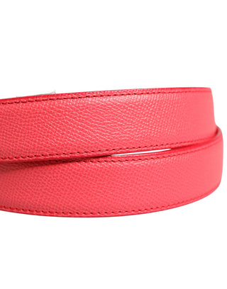 Pink Calf Leather Silver Metal Buckle Belt