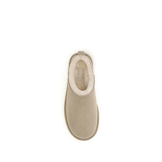 Beige Calf Leather Bos Taurus Ankle Boots