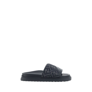 Gray Fabric Flat Sandals