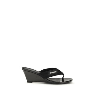 Sandalias negras de cuña de poliamida