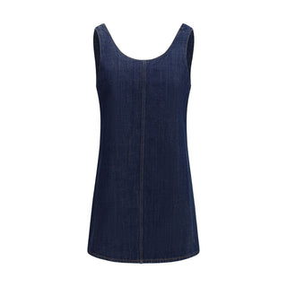 Blue Cotton Casual Dress