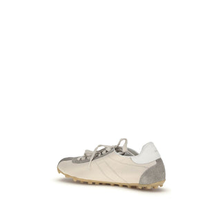 Beige Ziegenleder-Sportsneaker
