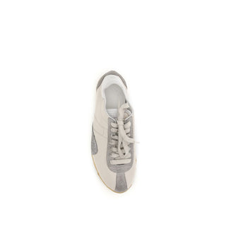 Beige Ziegenleder-Sportsneaker