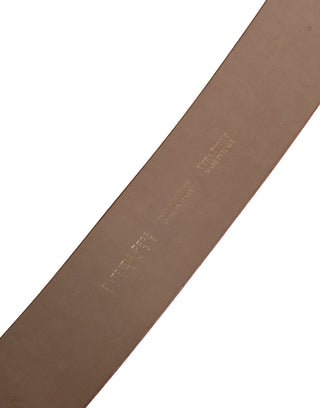Beiger Gürtel aus Echtleder mit breiter Taille und Metallschnalle