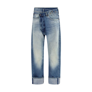 Blaue Jeans mit geradem Bein aus Baumwolle