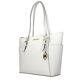 Bolso de hombro de cuero blanco