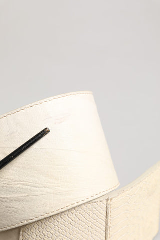 Off White gewachster Baumwollgürtel mit breitem Mode-Bund