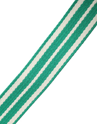 White Green Stripes Canvas Silver Metal Buckle Belt