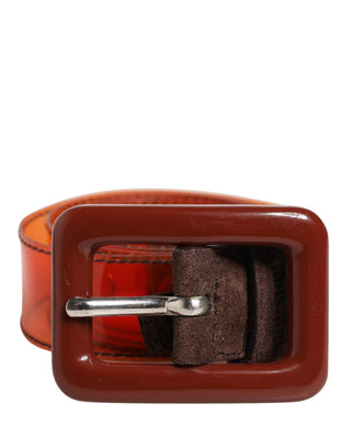 Orange PVC-Taillengürtel für Damen mit quadratischer Schnalle