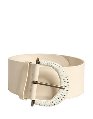 Cintura-Schnallengürtel aus weißem Leder für Damen