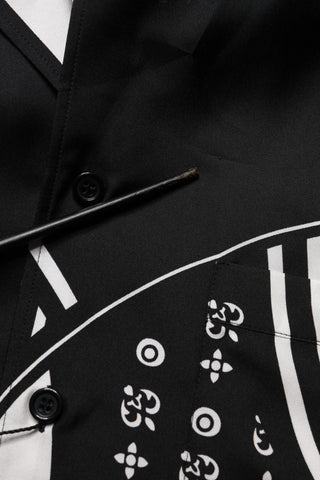 Black Silk Logo Print Short Sleeves Shirt