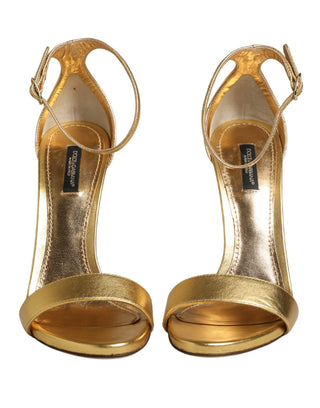 Gold Leather Keira High Heels Sandals Shoes