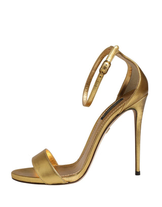 Gold Leather Keira High Heels Sandals Shoes