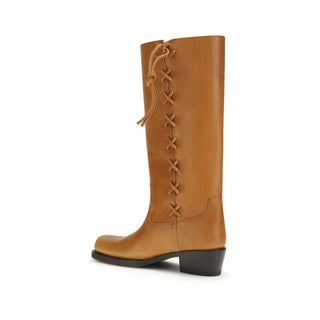 Brown Calf Leather Bos Taurus Lace-Up Boots