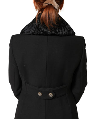 Black Lamb Fur Women Neck Warmer Winter Scarf