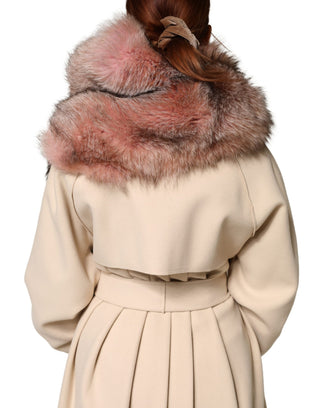 Pink Frost Fox Fur Neck Warmer Winter Scarf