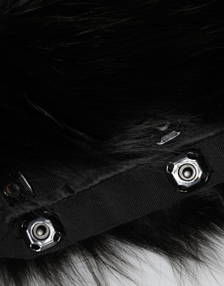 Black Fur Shoulder Collar Wrap Shawl Scarf