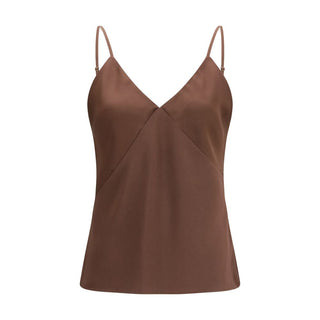 Brown Acetate Sleeveles T-Shirt
