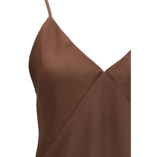 Brown Acetate Sleeveles T-Shirt