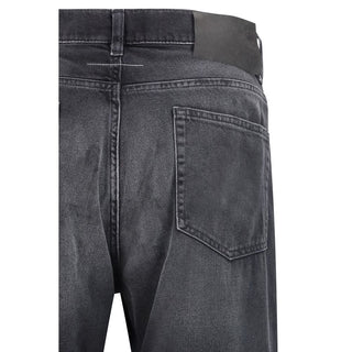 Schwarze gerade geschnittene Jeans aus Baumwolle