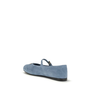 Blaue Ziegenleder-Ballerinas