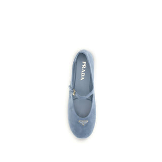 Blaue Ziegenleder-Ballerinas