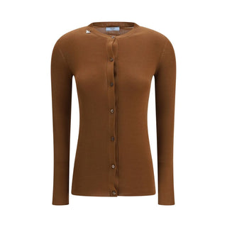 Brauner Fleece-Woll-Cardigan