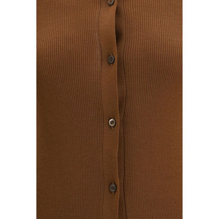 Brauner Fleece-Woll-Cardigan