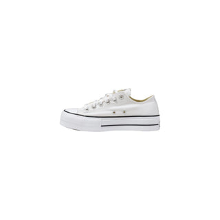 White Fabric Platform Sneakers