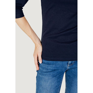 Camiseta de manga larga de algodón azul