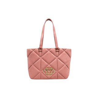Bolso de mano de cuero gamuza rosa