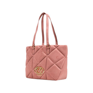 Bolso de mano de cuero gamuza rosa