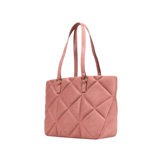 Bolso de mano de cuero gamuza rosa