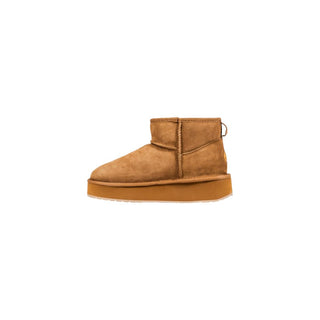 Beige Leather Ankle Boots