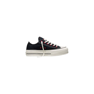 Schwarze Plateau-Sneaker aus Stoff