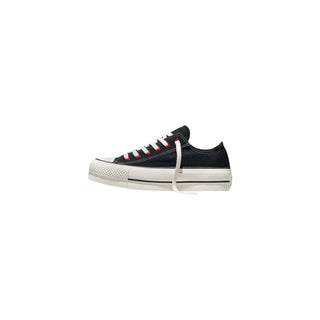 Schwarze Plateau-Sneaker aus Stoff