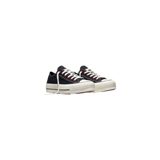 Schwarze Plateau-Sneaker aus Stoff