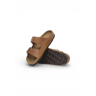 Braune flache Ledersandalen